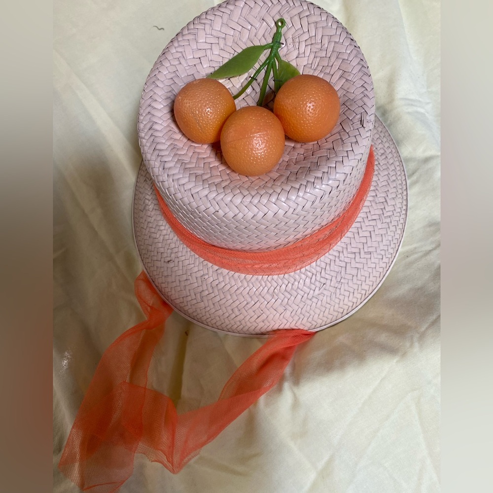 Elegant Orange Ribbon Straw Hat